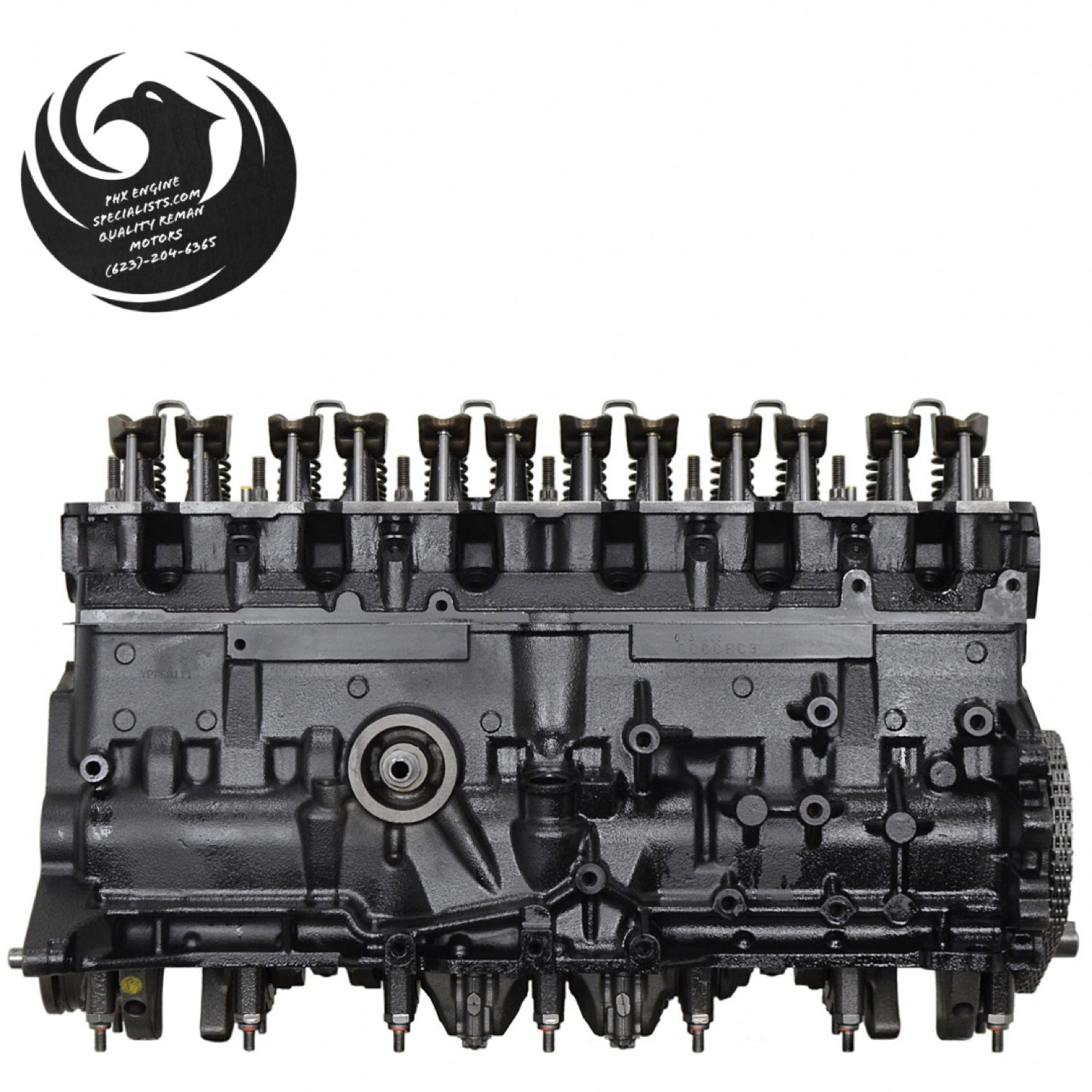 Jeep 4.0L inline-6 remanufactured engine - intake side view - Phoenix Engine Specialists