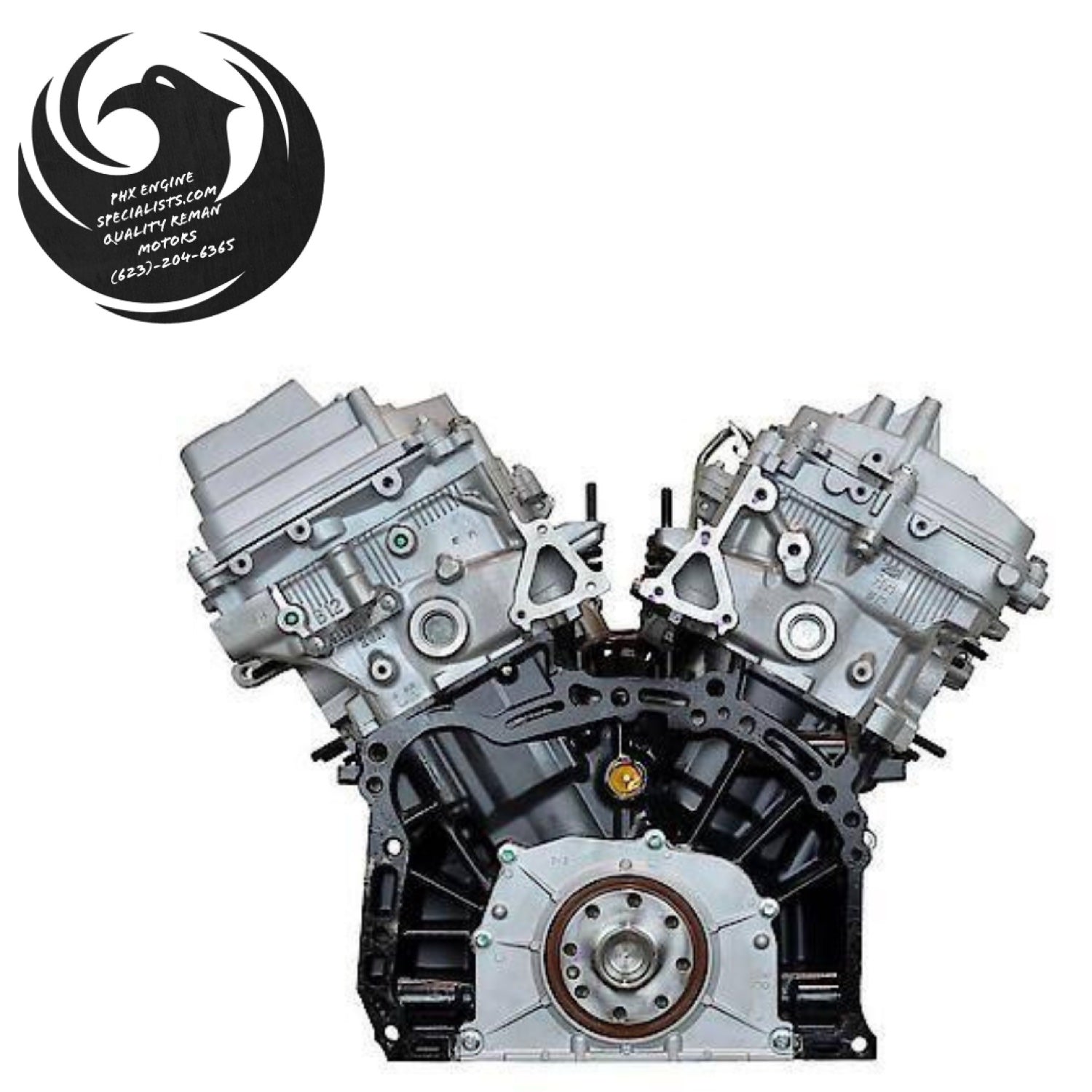 Toyota 3.5L 2GR-FE remanufactured engine, rear (flywheel end) view