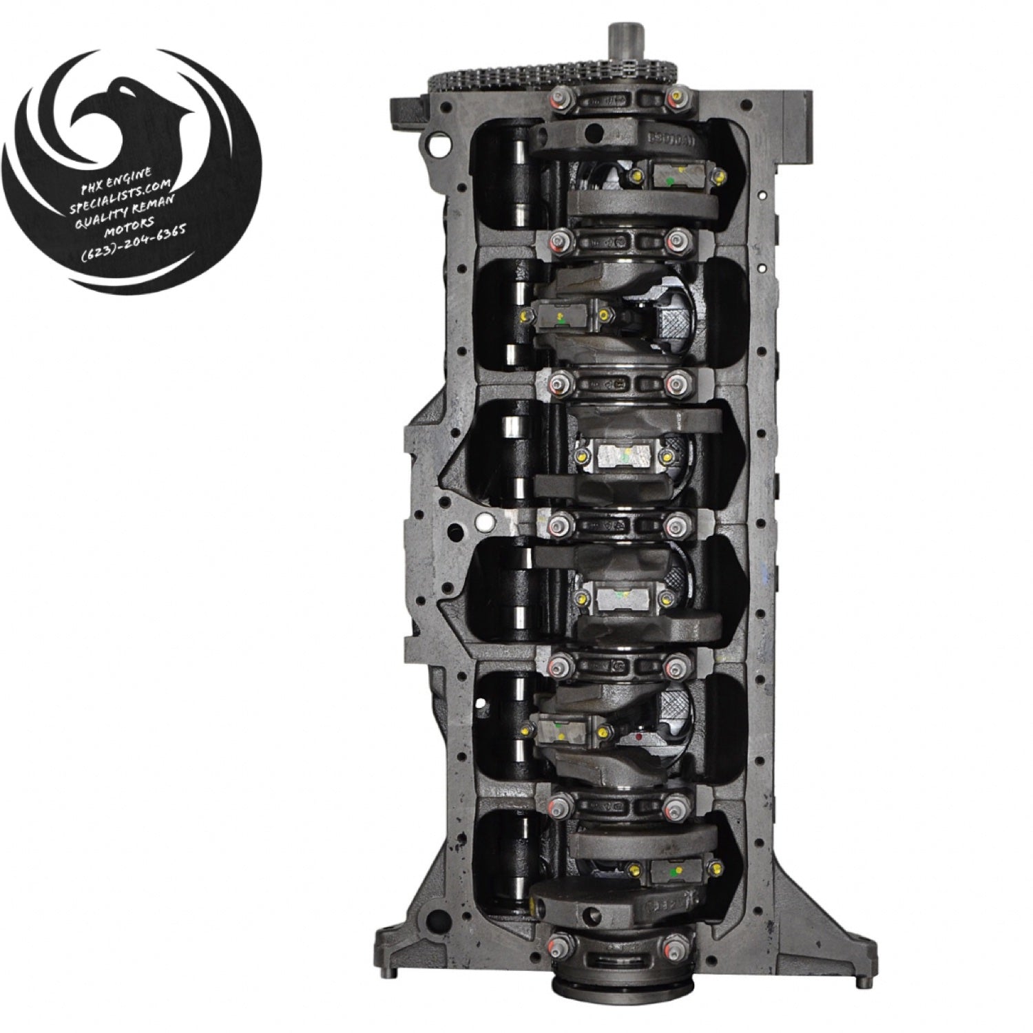 Jeep 4.6L stroker inline-6 remanufactured engine - bottom view - Phoenix Engine Specialists