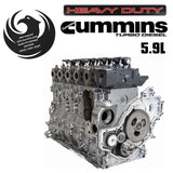 Remanufactured 5.9L Cummins common rail long block - front 3/4 view, opposite angle