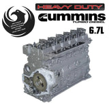 Remanufactured 6.7L Cummins long block - front 3/4 view, opposite angle