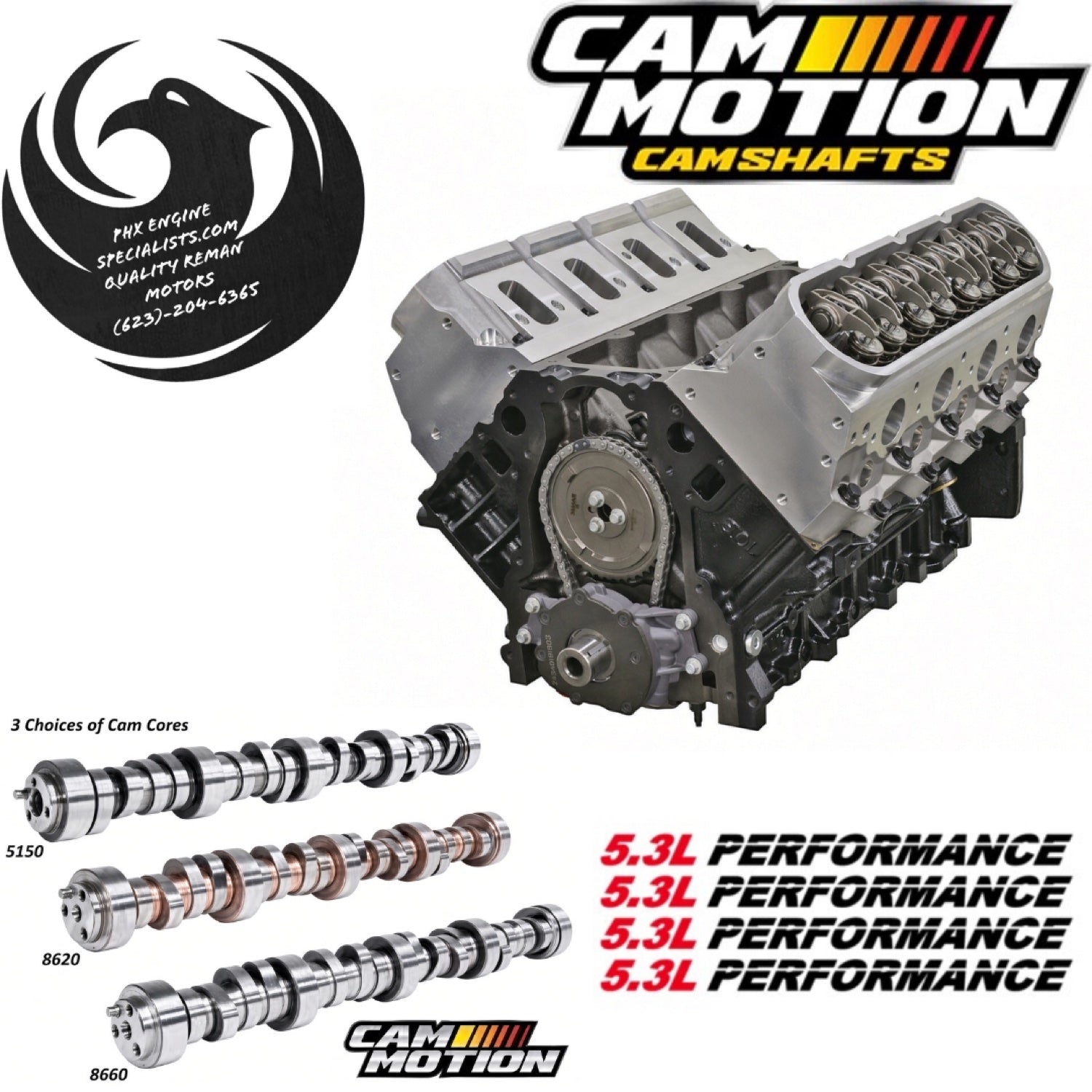 Cammed GM 5.3L Non-AFM remanufactured engine - Phoenix Engine Specialists