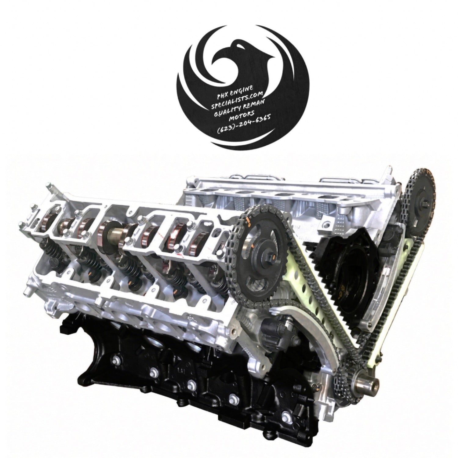 Ford 4.6L 2-valve Romeo remanufactured long block – angled view