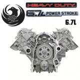 Remanufactured Ford 6.7L Power Stroke diesel long block, front view - Phoenix Engine Specialists