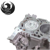 GM 2.5L Ecotec block shown during build, close-up of machined deck and piston